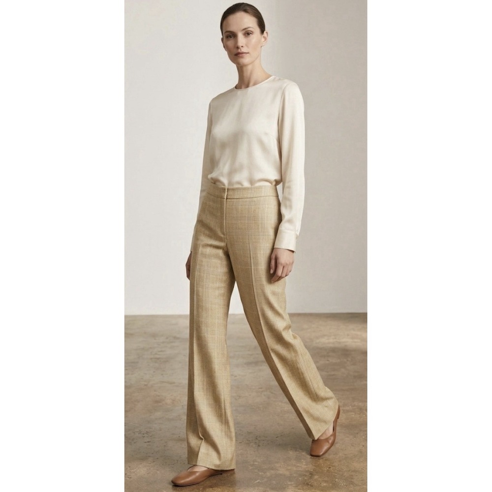 Vintage Carlisle Silk Wool Blend Textured Plaid Trouser Size 14‎ Lined